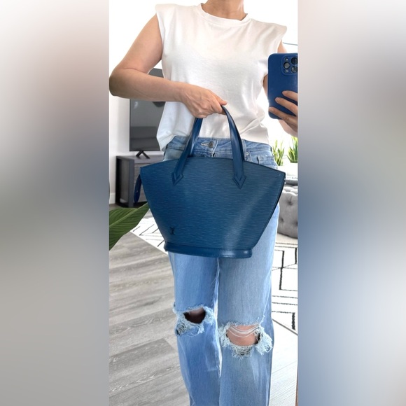 Louis Vuitton Elegant Epi Saint Jacques Blue Tote - Picture 14 of 14